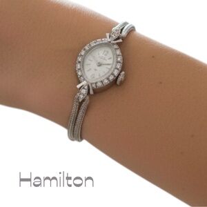 Vintage Hamilton 14K With 16 Small Diamonds Wrist Watch